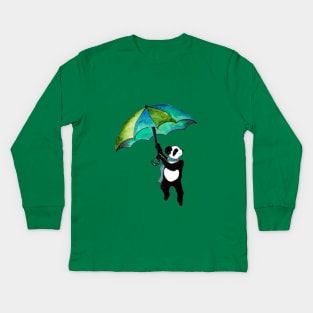 Panda Takes Off! Kids Long Sleeve T-Shirt